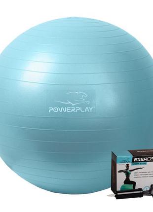М'яч для фітнесу і гімнастики powerplay 4001 65см м'ятний + насос