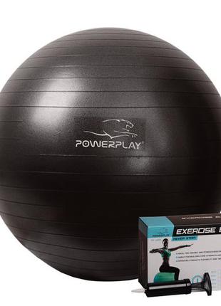 М'яч для фітнесу і гімнастики powerplay 4001 65см чорний + насос