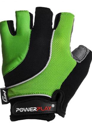 Велоперчатки powerplay 5037 черно-зеленые m