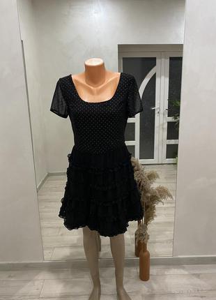 Les petites /чорне плаття з рюшами/спідниця міні дизайнерського фасону