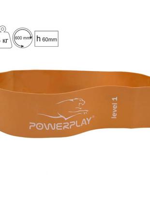 Фитнес-резинка powerplay 4140 level 1 (600*60*0.6 мм, 5 кг) оранжевая