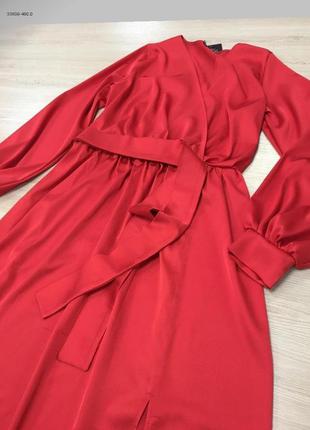Красное шёлковое платье в пол3 фото