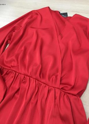 Красное шёлковое платье в пол5 фото