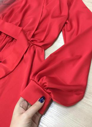 Красное шёлковое платье в пол6 фото