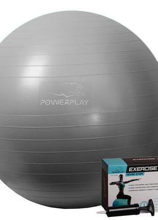 М'яч для фітнесу powerplay 4001 65см сірий + насос