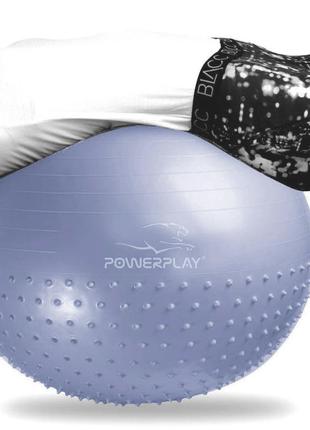 М'яч для фітнесу powerplay 4003 75см sky blue + насос2 фото