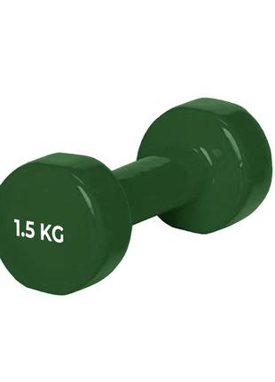 Гантель powerplay 4125 виниловая 1.5 кг зеленая