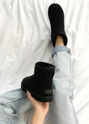 Зимние угги ugg ii classic mini black4 фото