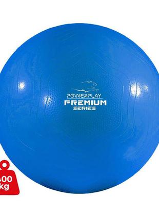 Мяч для фитнеса упрочненный powerplay 4000 premium 65 см синий + насос1 фото