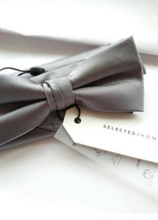 Серая мужская бабочка галстук платок серый фирменный selected homme свпдьбу метелик новый с этикеткой2 фото