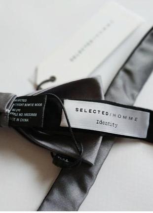 Серая мужская бабочка галстук платок серый фирменный selected homme свпдьбу метелик новый с этикеткой4 фото