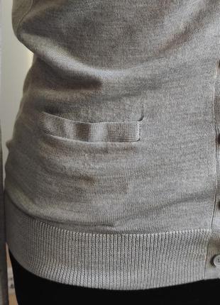 Серый тонкий кардиган свитер от gap из шерсти мериноса италия4 фото