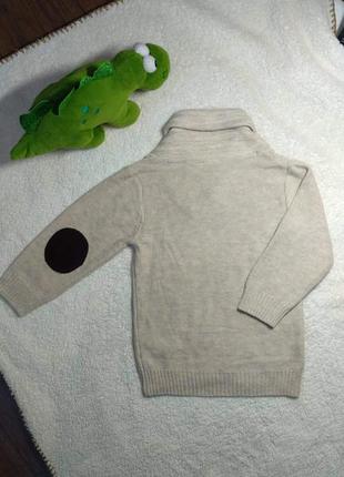 Джемпер свитер на мальчика h@m бежевый с латками на рукавах 12-18 мес2 фото