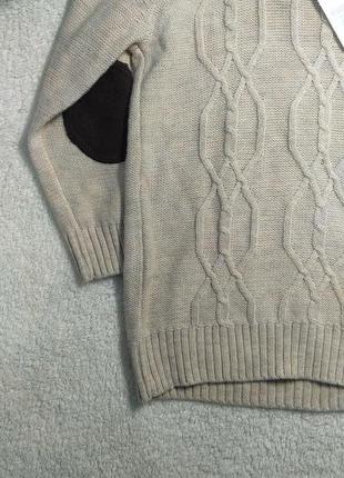 Джемпер свитер на мальчика h@m бежевый с латками на рукавах 12-18 мес5 фото