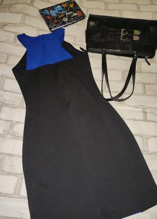 Платье стрейч чёрное с синим  " be beau" uk 124 фото