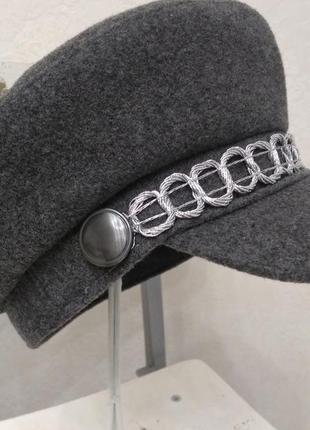 Кепи женская. кепка кашемировая. фуражка серая. кепка тёплая. картуз женский. капитанка тренд6 фото