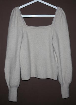 Шерстяной свитер с квадратным вырезом2 фото