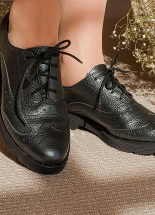 Туфли броги женские 36-40 woman's heel серые на плоской подошве со шнуровкой5 фото