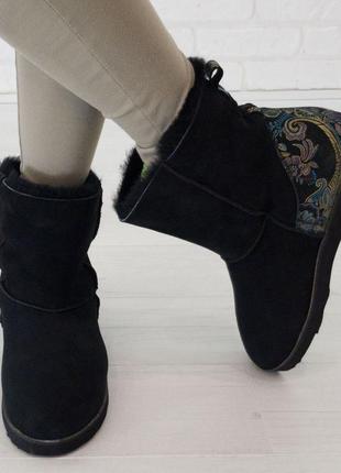 Уггі жіночі натуральні  35. 36. 40. woman's heel чорні (о-821)