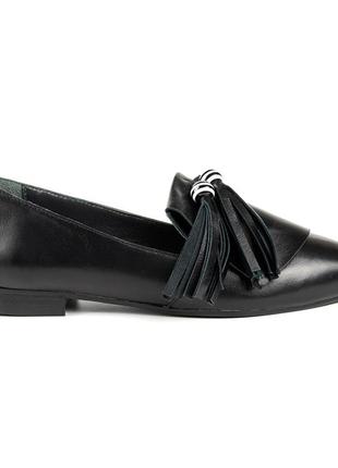 Туфлі-балетки жіночі 36-40 woman's heel чорні з загостреним носком зі стильним декором