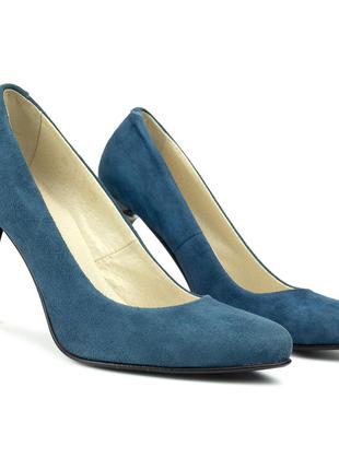 Туфли женские на высокой шпильке 39 размер woman's heel синие из натуральной замши2 фото
