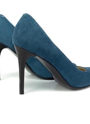 Туфли женские на высокой шпильке 39 размер woman's heel синие из натуральной замши3 фото