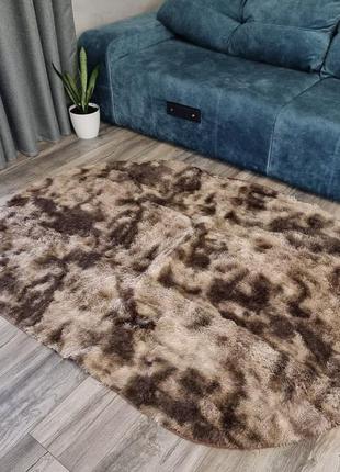 Хутряний овальний килимок травичка з довгим ворсом