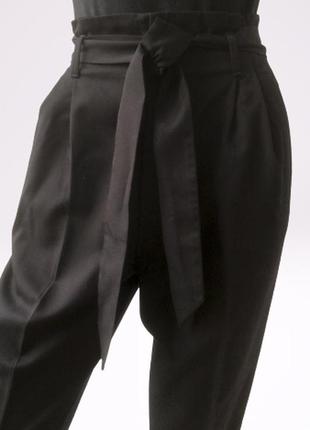 Зауженные стильные брюки с декоративными складками на талии и поясом,  высокая посадка, h&m, швеция3 фото