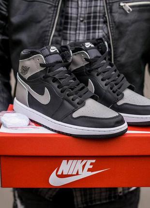 Женские кроссовки nike air jordan retro 1 high black/grey