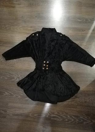 Велюровый пиджак с баской, s - m, бархатный пиджак, туника1 фото
