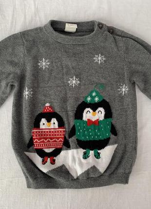 Новогодний свитер h&m 9-12 месяцев