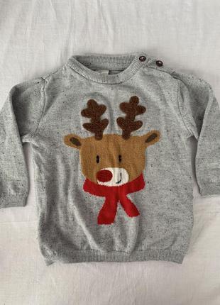 Детский новогодний свитер , кофта h&m 9-12 месяцев
