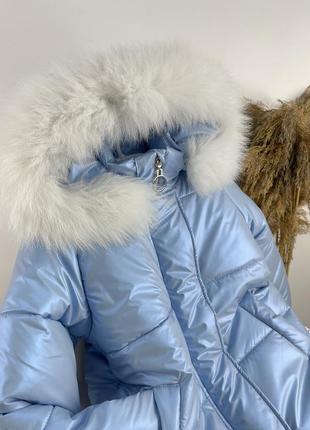 Теплий зимовий комплект для дівчаток з натуральним хутром9 фото