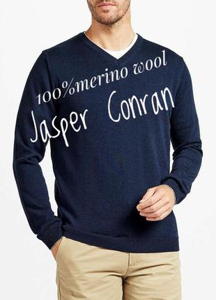 Jasper conran debenhams мужской свитер классический темно-синий пуловер из 100% шерсти мериноса