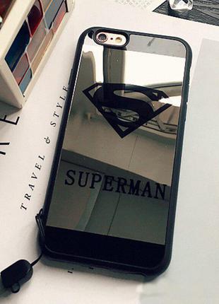 Силиконовый чехол lack mobile case superman iphone 6 plus mirror зеркальный