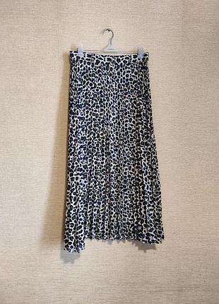 Плісирована юька спідниця міді плісе звіриний принт