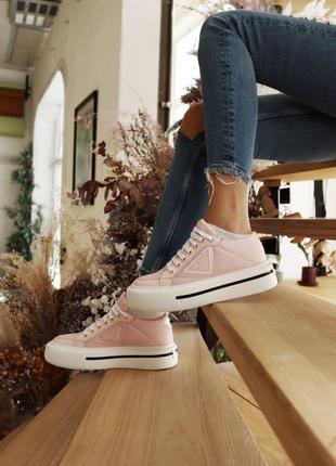 Кросівки leather sneakers pink