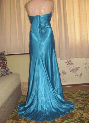 Бирюзовое вечернее платье длинное1 фото