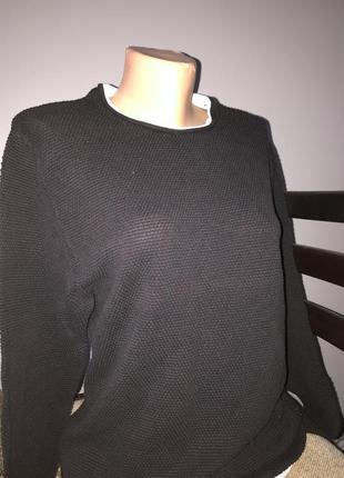 Черная вязанная, мужская кофта, свитер1 фото