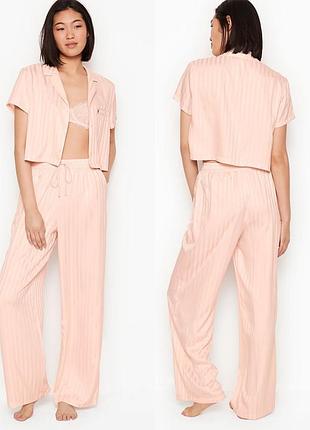 Идея для подарка🎀шикарная сатиновая пижама укороченный топ р.хл💕victorias secret виктория сикрет вікторія сікрет оригинал