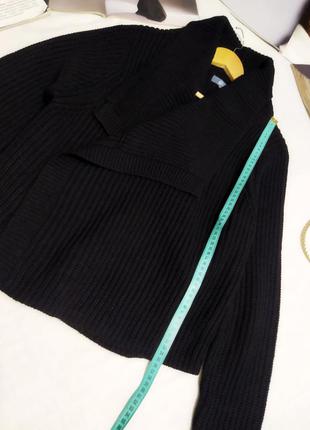 !! чёрный свободный оверсайз свитер кардиган без пуговиц крупной вязки!!5 фото
