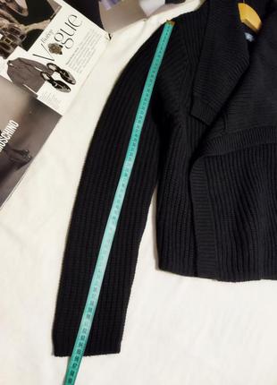 !! чёрный свободный оверсайз свитер кардиган без пуговиц крупной вязки!!6 фото