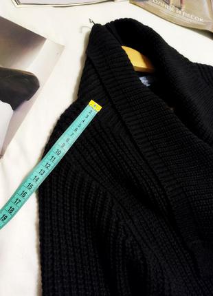 !! чёрный свободный оверсайз свитер кардиган без пуговиц крупной вязки!!7 фото