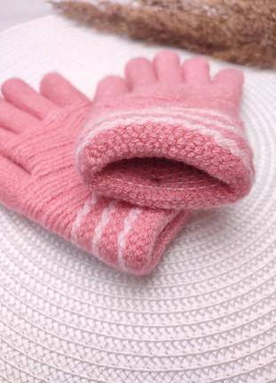 Супер тёплые детские двойные перчатки для девочек5 фото
