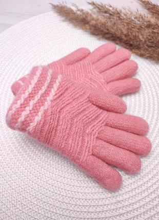 Супер тёплые детские двойные перчатки для девочек2 фото