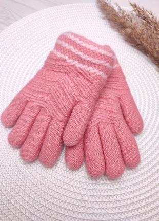Супер тёплые детские двойные перчатки для девочек4 фото