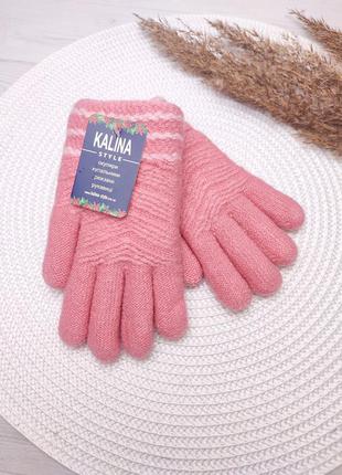 Супер тёплые детские двойные перчатки для девочек