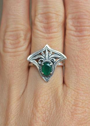 Срібне кільце хартов зелене 1278 р. 17,5