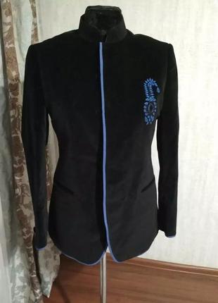 Вінтажний оксамитовий піджак сюртук вишивка