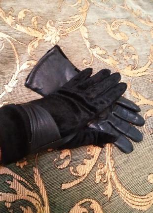 Стильні шкіряні рукавички на флісі поні